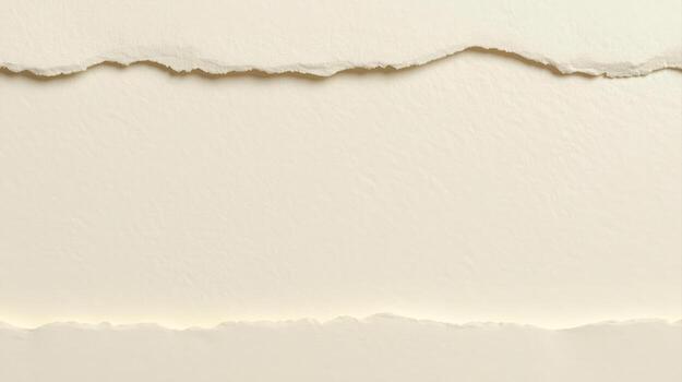 Beige paper sheet with torn edges reveals a blank space, ideal for text or images, offe a simple textured background for creative designs. photo