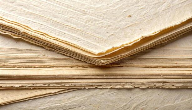 Close up shows pile of vintage aged sheets, with textured paper surface, perfect for scrapbooking or craft projects and backgrounds. photo