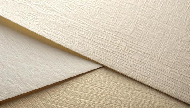 Textured beige paper sheets arranged diagonally, displaying a delicate, neutral pattern ideal for elegant stationery backgrounds and designs. photo