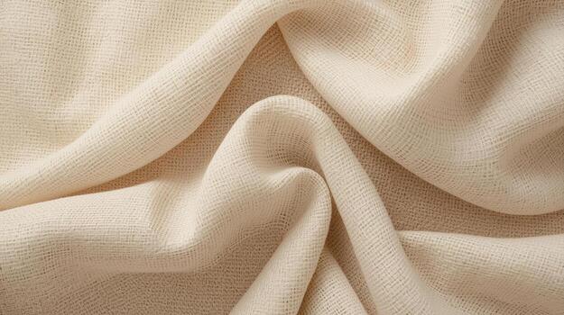 The soft, undyed fabric creates a gentle, flowing surface with organic curves, highlighting the simple, natural beauty of the material. photo