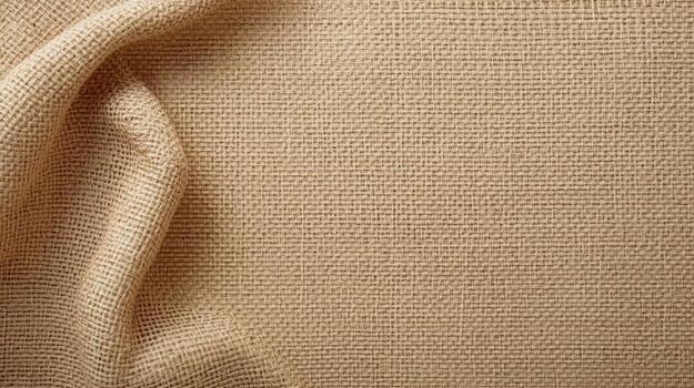 Neutral beige background features the rough textured surface of a tightly woven burlap sack fabric, perfect for a rustic or natural aesthetic. photo