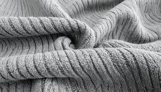suave gris de punto lana tela característica un repitiendo acanalado modelo es cubierto ingeniosamente a enfatizar textura y profundidad en el monocromo textil foto