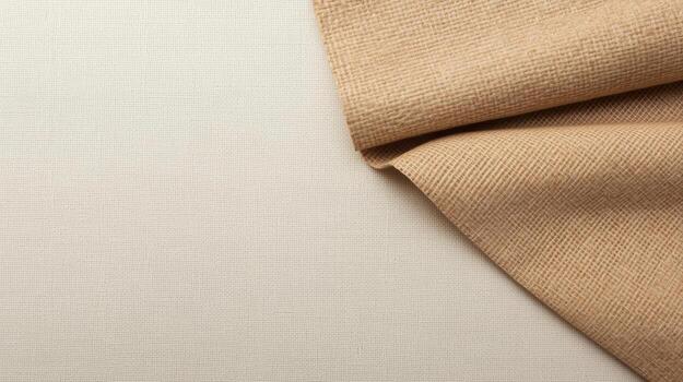 Neutral beige fabric is draped diagonally on a subtle textured background, creating a versatile and understated composition for design purposes. photo