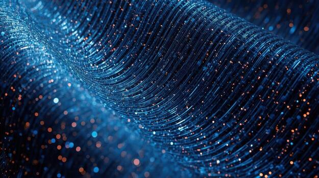 Abstract blue wave pattern with glowing particles flows smoothly across the surface creating a mesmerizing and futuristic digital background scene. photo