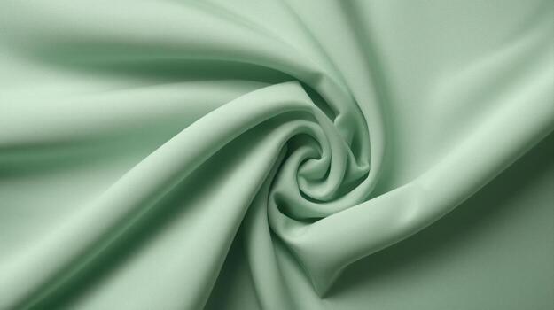 Soft pastel green fabric drapes elegantly with a gentle swirl, creating a calming, minimalist textured background for design applications. photo