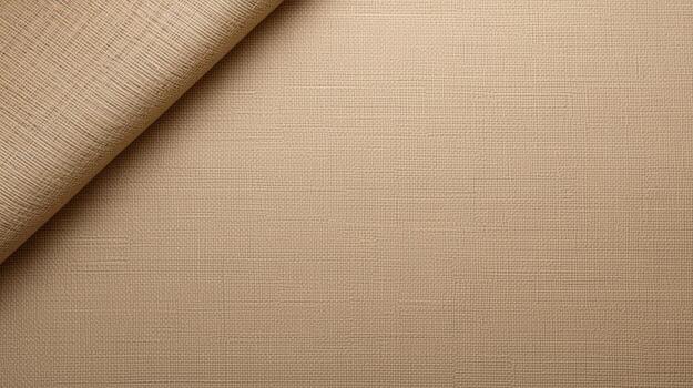 Beige textured paper with a curled corner reveals the patterned surface of the neutral-colored material showing a subtle detail and dimension. photo
