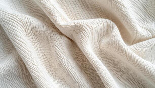 The soft ivory fabric features subtle textured horizontal lines creating gentle waves and providing a simple background texture element to work with. photo