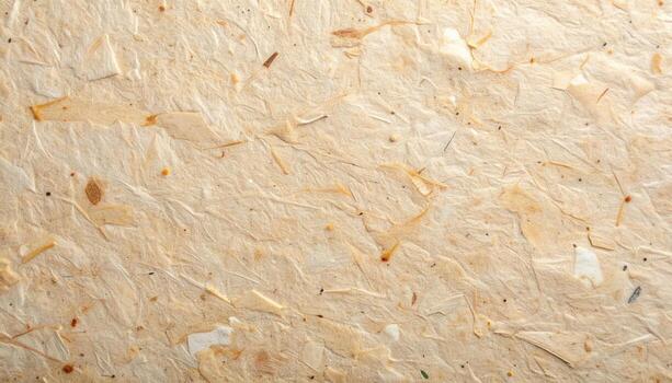 Close up shows a textured tan paper background with fibrous inclusions giving a natural and organic feel for craft and design projects usage. photo