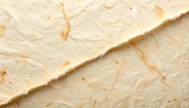 beige texturizado papel con fibras es mostrado con un Rasgado borde corriendo diagonalmente a través de eso Proporcionar un natural mirando antecedentes o diseño elemento. foto