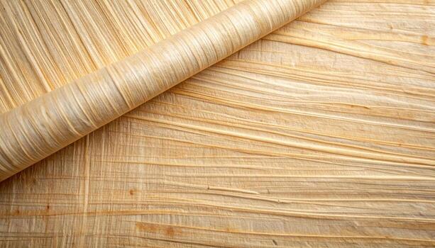 un sutilmente texturizado natural fibra superficie es parcialmente arrollado revelador un detallado orgánico modelo ideal para antecedentes y diseño elementos. foto