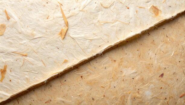 Close up abstract of handmade paper with plant fibers and subtle color variations showing the texture and surface details beautifully. photo
