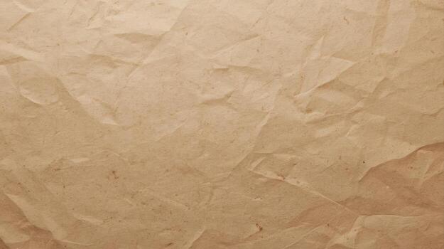 The wrinkled and textured surface of a brown paper sheet exhibits subtle variations in tone creating an organic and aged aesthetic appeal. photo
