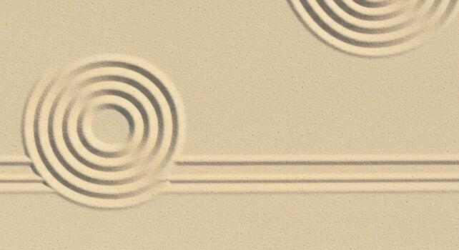 Minimalist beige background with concentric circles and horizontal lines creating a clean and elegant geometric design element for presentations. photo