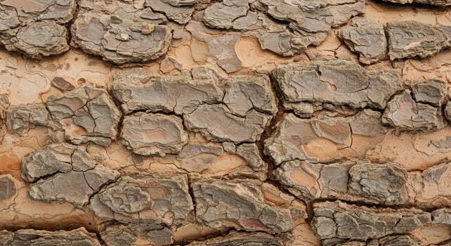 Close up shot of a tree bark with intricate patterns and textures creating a natural and organic background for creative applications. photo