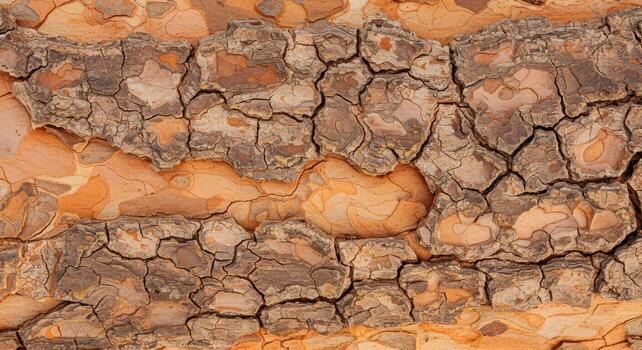 Close up of a tree bark texture reveals intricate patterns of brown and beige shades, showing nature's beautiful and organic design. photo
