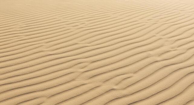 Rippled sand texture creates abstract patterns across arid desert landscape, showcasing nature's artistry and tranquility in golden hues. photo