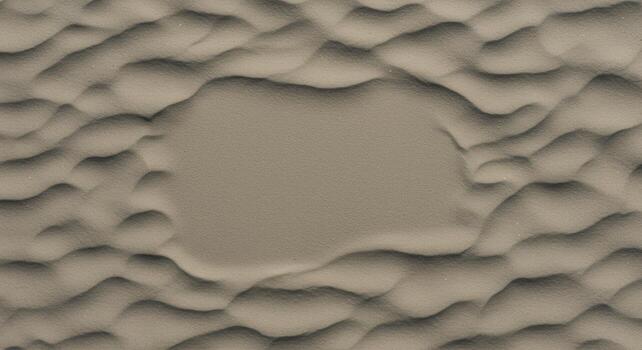 Wavy sand patterns surround a smooth flat area in a desert landscape displaying texture and natural formations in an arid environment. photo