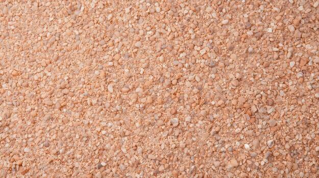 A high-angle view showcases a textured background composed of fine, reddish-brown sand particles that create a natural, earthy surface. photo