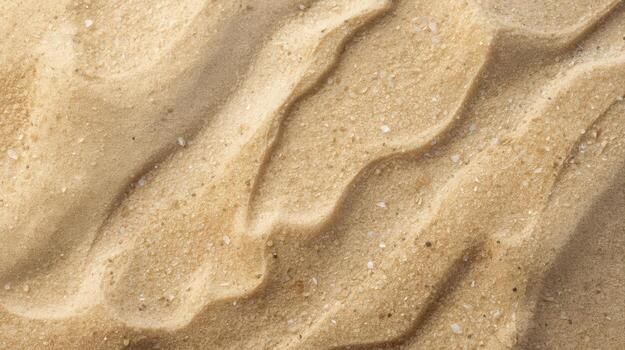 Top-down shot showcasing the rippled textures and patterns formed on a sandy surface, creating an abstract and natural background effect. photo