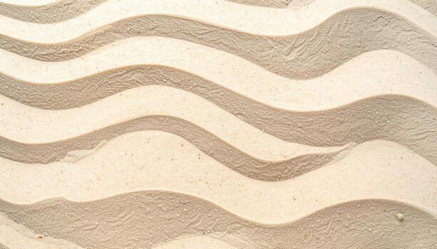 Natural wavy patterns in sand create a beautiful rippled texture on the beach, forming an abstract and organic background design element. photo