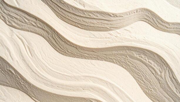 Rippled patterns of sand form a calming Zen garden landscape in a studio shot with soft natural light, emphasizing texture and calming vibes. photo