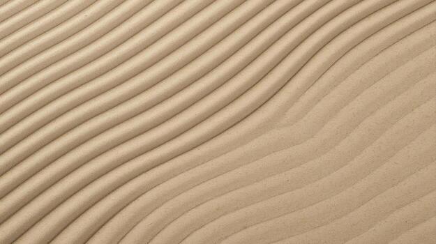 Abstract wavy lines in shades of beige create a smooth, organic pattern resembling sand dunes or flowing fabric with a textured surface. photo