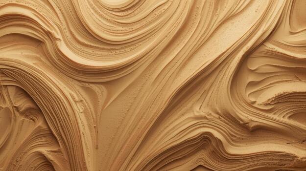 Intricate swirls of creamy beige texture create abstract patterns reminiscent of sand dunes and desert landscapes across an elegant surface. photo