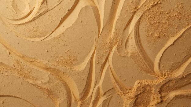 Sand surface creates an abstract pattern with smooth lines and textured curves, forming a natural and artistic sandy beach background texture. photo