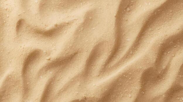 The undulating patterns of golden sand, sprinkled with small grains, create a soothing and natural texture for a perfect beach backdrop. photo