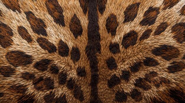 Close-up showcases the beautiful brown and black spots on animal fur, creating a stunning natural pattern and texture across the frame. photo