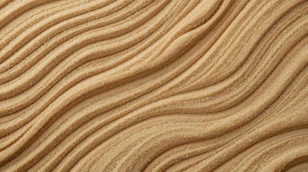 The rhythmic pattern of sand ripples creates a mesmerizing effect, showcasing nature's artistry with its flowing, organic design and texture. photo