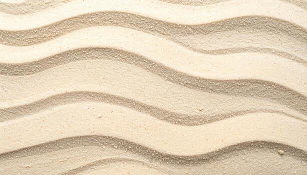 Light beige sand texture features smooth, flowing wave patterns that create a peaceful and calming natural background for design elements. photo