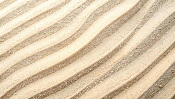 The raked sand forms a calming zen garden pattern with curving lines, creating a peaceful and meditative abstract background texture. photo