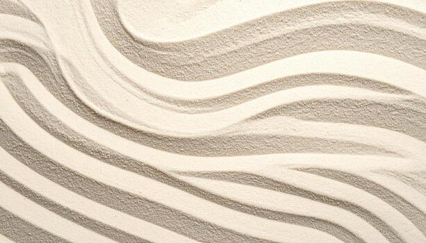 Gentle waves are delicately raked into fine sand creating a soothing and calming abstract pattern with a beautiful rippled texture. photo