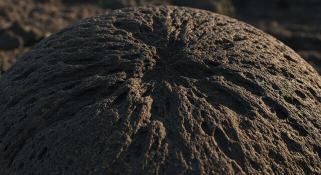 el poroso superficie de el barro volcán es capturado en un de cerca disparo, exhibiendo sus textura y el intrincado patrones eso formas naturalmente. foto