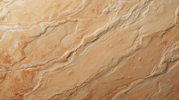 A close up texture shows an abstract tan colored stone with diagonal lines and surface cracks that add depth to the rugged material. photo