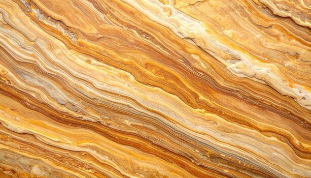 Detailed natural rock texture showing flowing wavy lines in shades of brown, beige, and tan creating an interesting abstract background pattern. photo