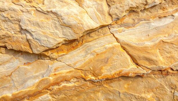 The rough texture of sandstone is displayed with beautiful color variations and natural cracks creating an organic earth-toned background pattern. photo