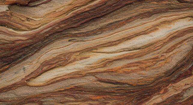 The sedimentary rock displays stunning patterns and textures formed over time by geological processes in a warm color palette of earth tones. photo