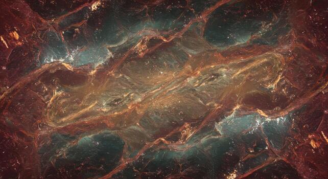 Detailed abstract texture in shades of brown, gold, and green creates a flowing marble like effect with intricate veining and depth throughout. photo