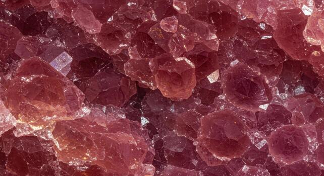 de cerca revela un cautivador racimo de crudo rodocrosita minerales con su intrincado formaciones y naturalmente vibrante rosa rojizo color. foto