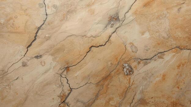 A beige and brown marble texture shows prominent cracks and flaws that create unique patterns across the surface of the stone material. photo