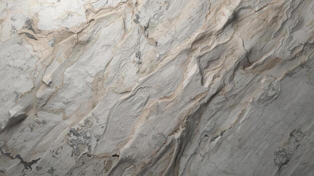 cerca arriba de un gris y beige rock superficie muestra en capas textura con grietas y diagonal líneas creando un natural Roca antecedentes modelo. foto