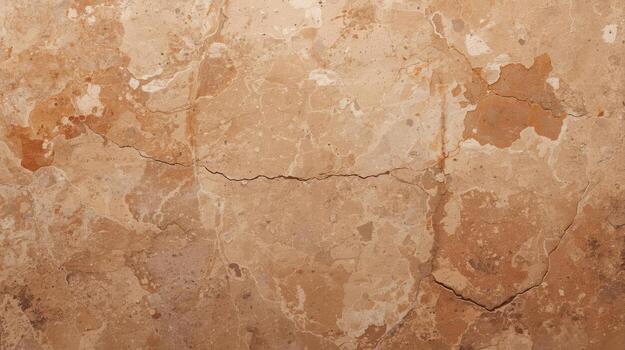 An aged earth tone wall displays a network of weathered cracks and mottled patterns, resembling natural stone formations or ancient textures. photo
