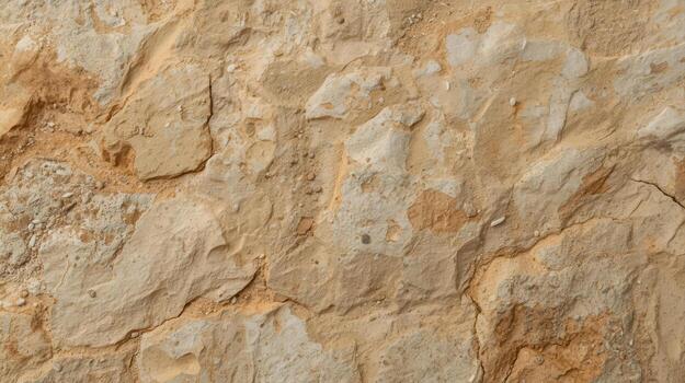 The rough surface of a textured sandstone rock formation shows different hues of tan and beige creating a natural abstract background design. photo