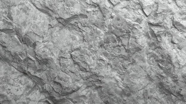 The textured gray surface of a rugged rock formation displays a pattern of rough edges and uneven cracks in a detailed and natural background. photo