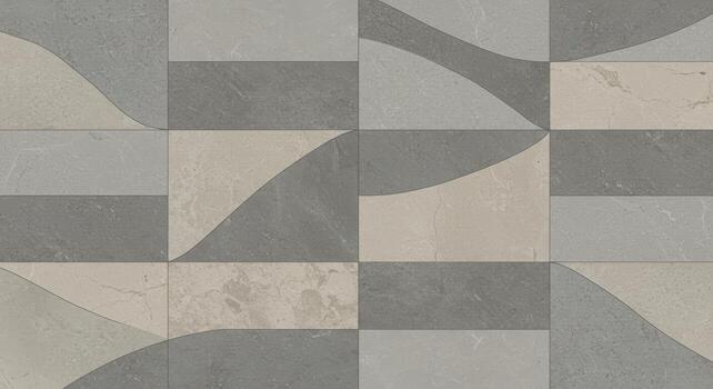 Abstract geometric background with undulating shapes featu shades of gray and beige for contemporary interior decoration design element. photo