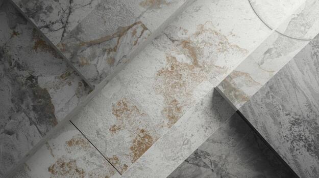 Abstract close up design of grey and beige marble stone patterns with geometric shapes and textures creating artistic background image. photo