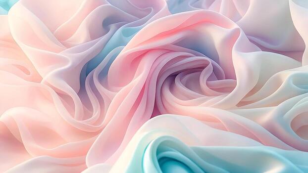 Ethereal abstract background with soft pastel pink and blue flowing fabric waves. Smooth elegant curves and gentle color gradients create a dreamy, serene, and delicate texture. photo