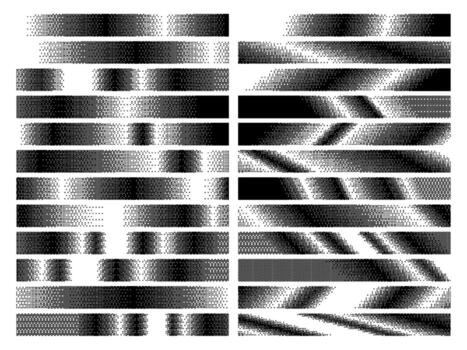 Pixel gradient patterns. Digital bitmap halftone strips with pixels dotted dithering fading effect texture, abstract retro 8 bit gradient dividers and pixelated graphic elements set vector